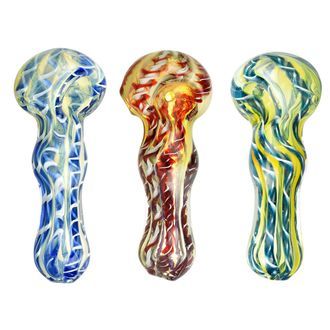 Fajka typu spoon z fumingiem i wzorem latticino
