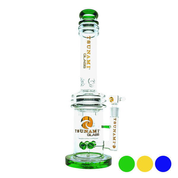 Bong Button z podwójnym perkolatorem plastra miodu 16'' (Tsunami Glass)