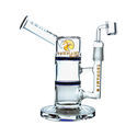 Bongo dab Side Neck Honey Turbine 9" (Tsunami Glass)
