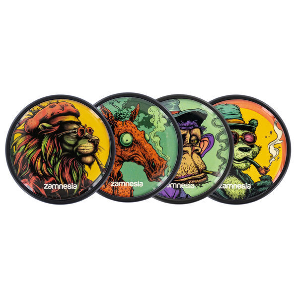 Kolekcja metalowych młynków Blazing Beasts (Zamnesia) – 4‑częściowy Ø50 mm