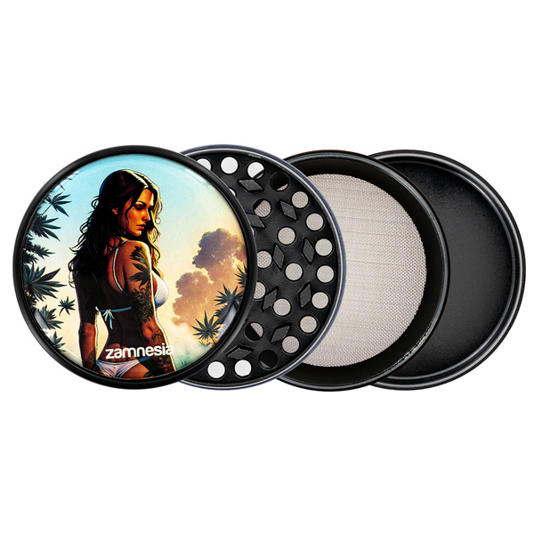 Kolekcja metalowych młynków Bad Bitches (Zamnesia) – 4‑częściowy Ø63 mm