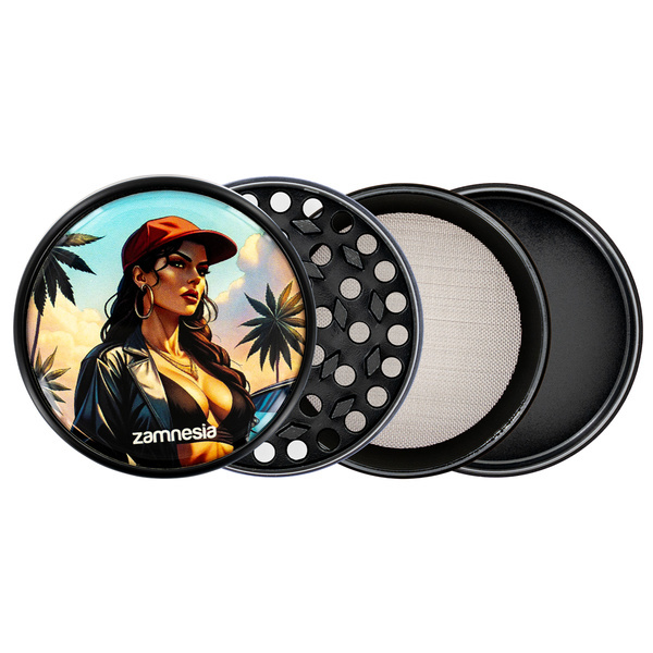 Kolekcja metalowych młynków Bad Bitches (Zamnesia) – 4‑częściowy Ø63 mm