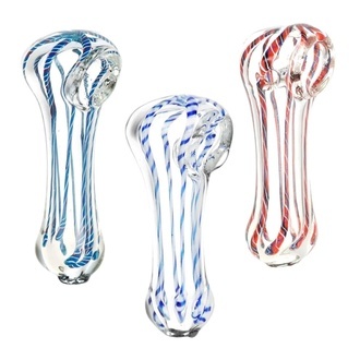 Mała szklana fajka typu spoon w paski