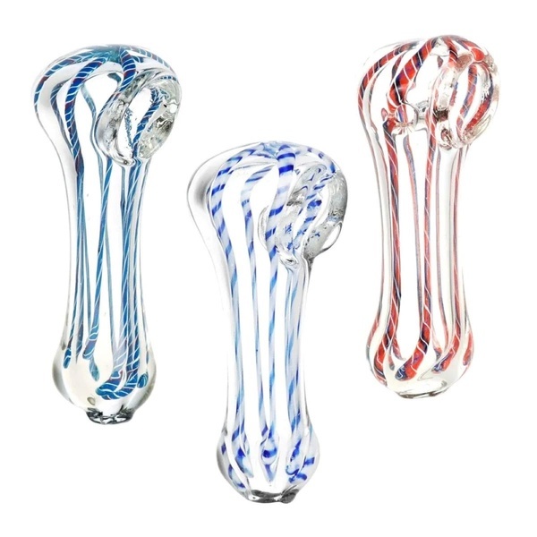Mała szklana fajka typu spoon w paski