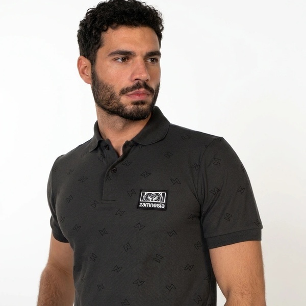 Koszulka polo z logo Zamnesia | szara