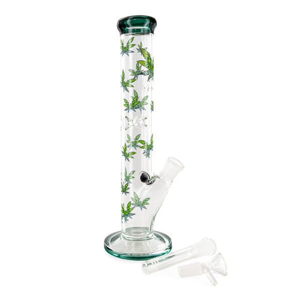 Szklany bong Cylinder Ice (Black Leaf)
