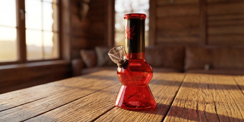 Hemp Leaf Mini Bong (Red)