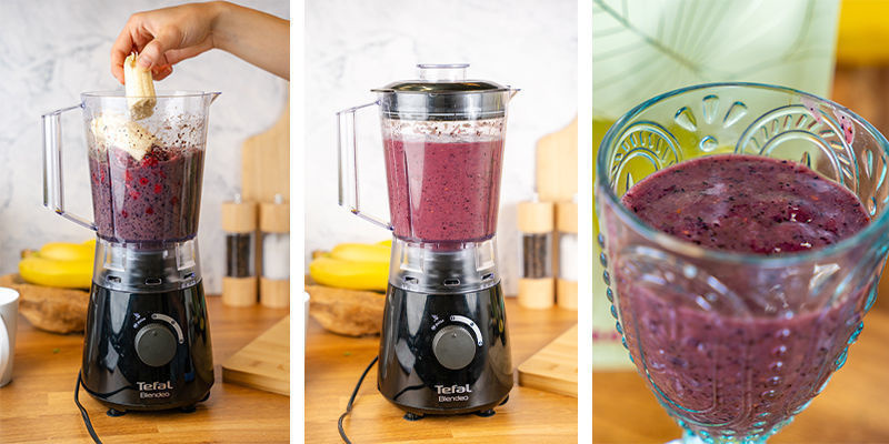 Dodaj do masy pokrojonego banana i miksuj na niskich obrotach.