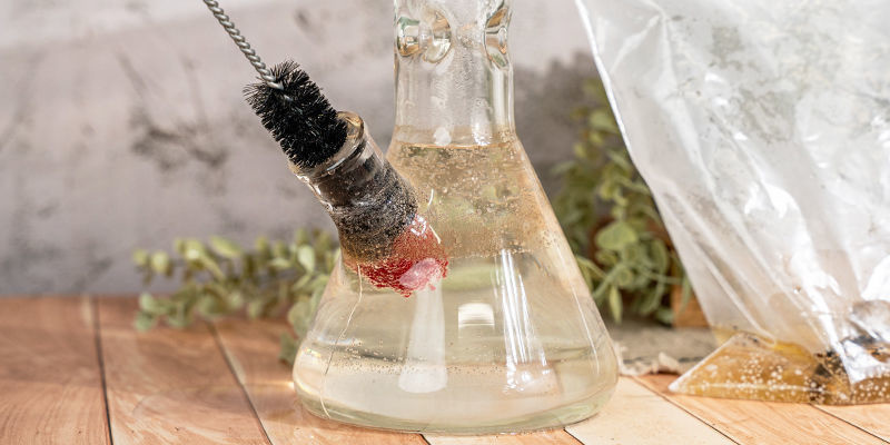 Next, Take A Brush And Scrub The Built-Up Grime Inside And Around Your Bong And Its Parts Next, take a brush and scrub the built-up grime inside and around your bong and its parts