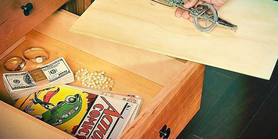 Szuflada z podwójnym dnem do ukrycia skrytek