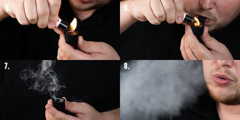Palenie marihuany z fifki, krok 5–8