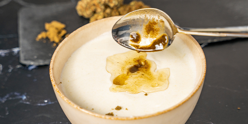 From here, move your hash yoghurt into a container and store it in the fridge until cool.