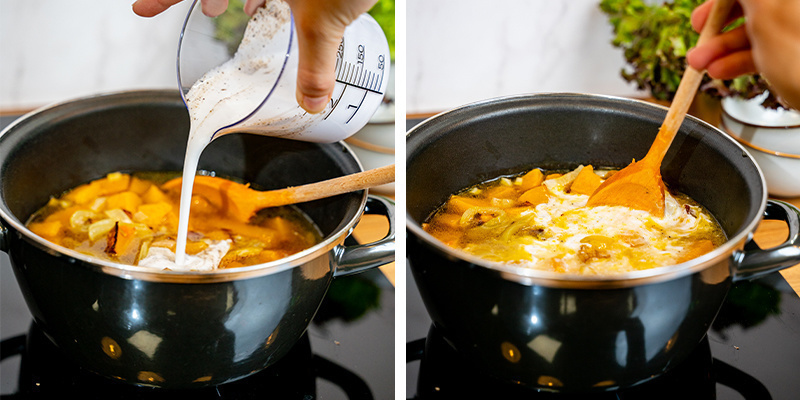 Dodaj olej konopny lub masło konopne oraz mleko kokosowe